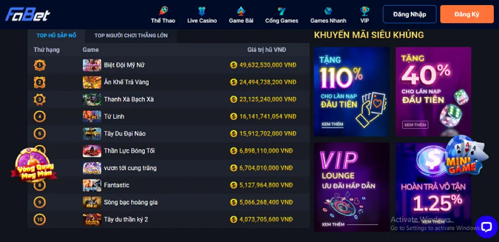 Các phương thức nạp tiền trên XIN888 App